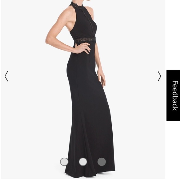 WHBM Long Black Halter Cocktail Dress sz 4 - Picture 3 of 5